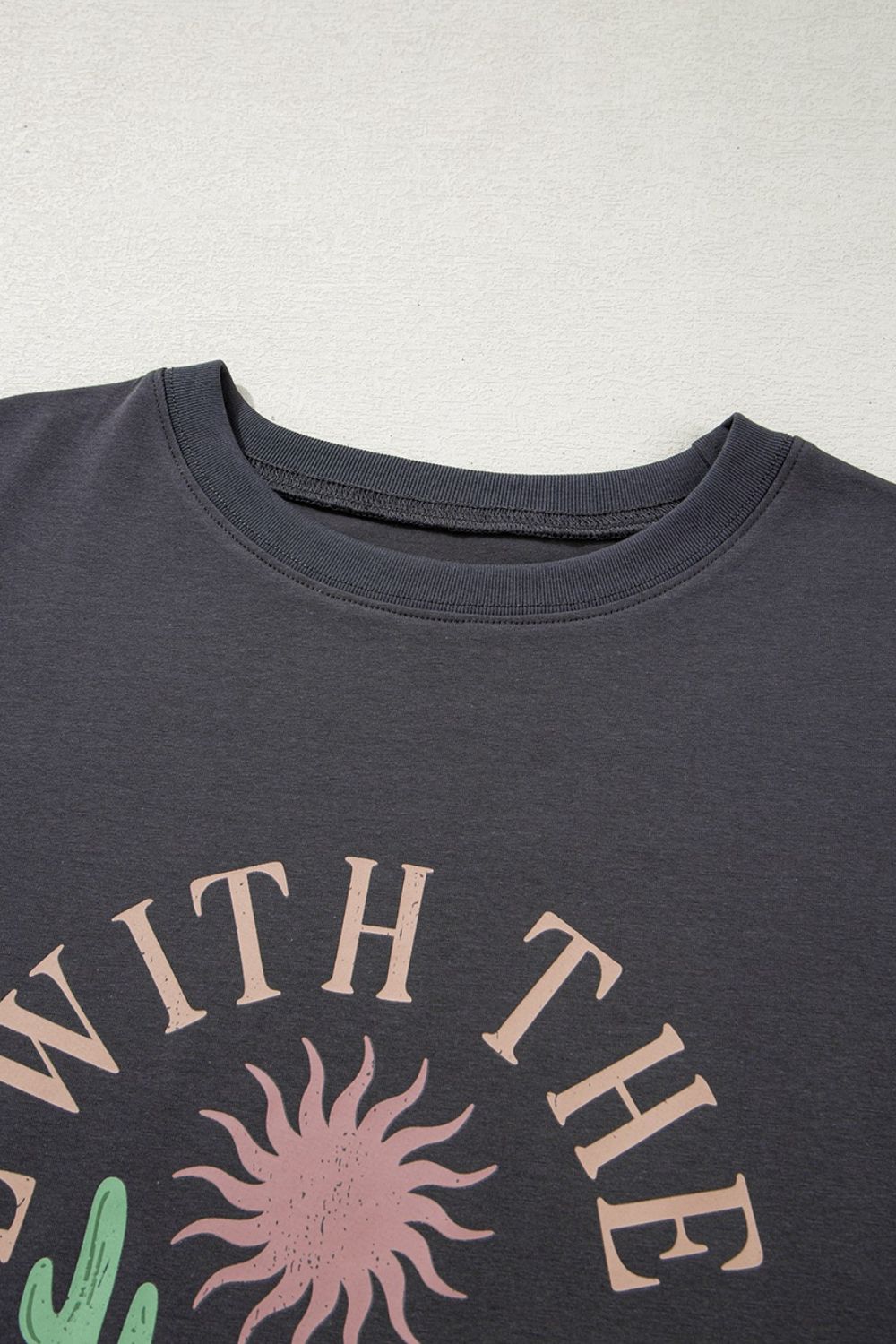 RISE WITH THE SUN Graphic Round Neck Short Sleeve T-Shirt - Oh she Rose