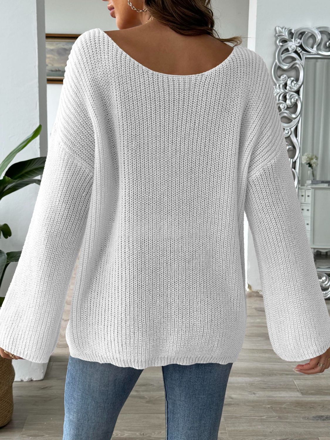 Round Neck Long Sleeve Sweater - Oh she Rose