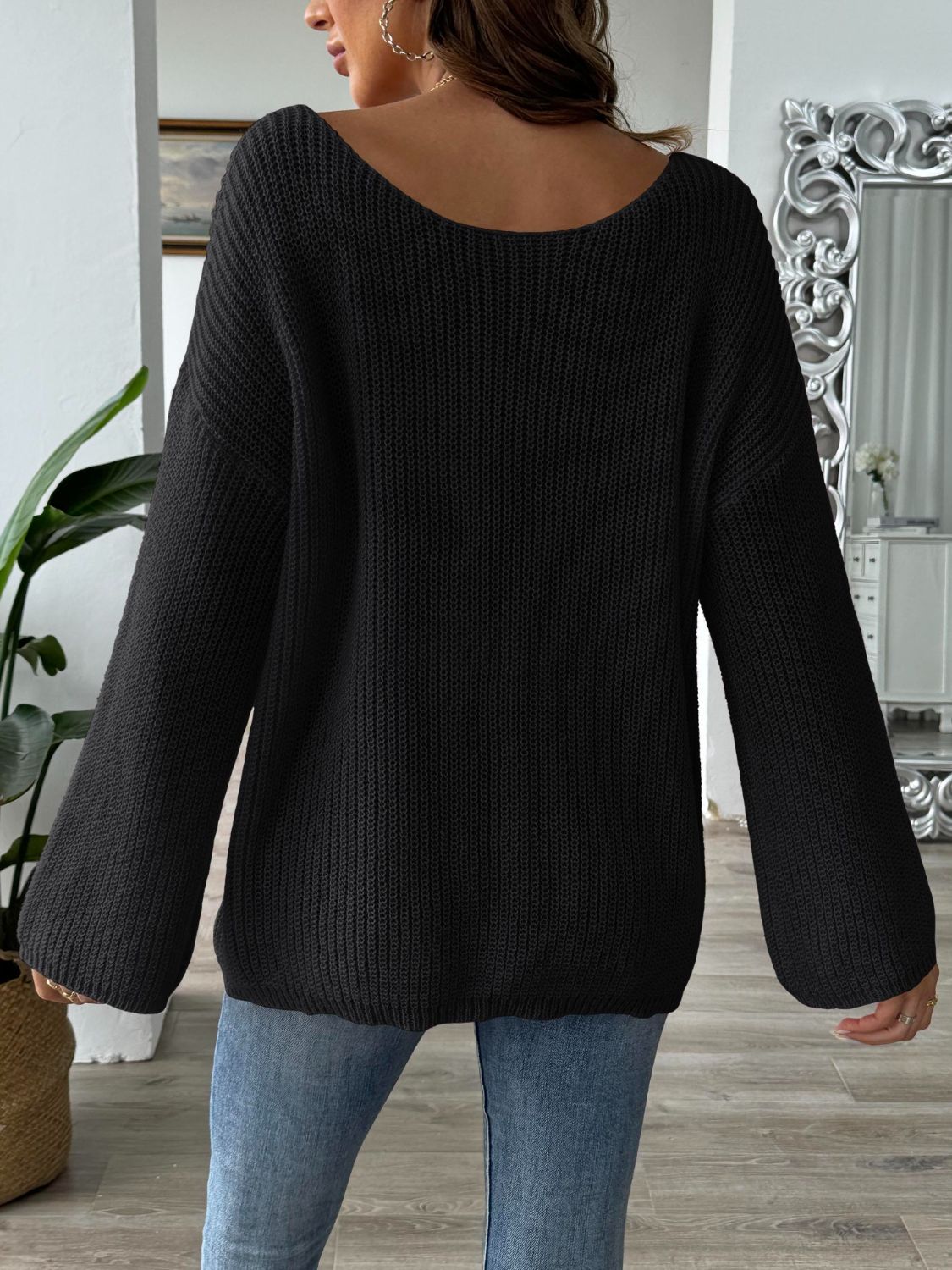 Round Neck Long Sleeve Sweater - Oh she Rose