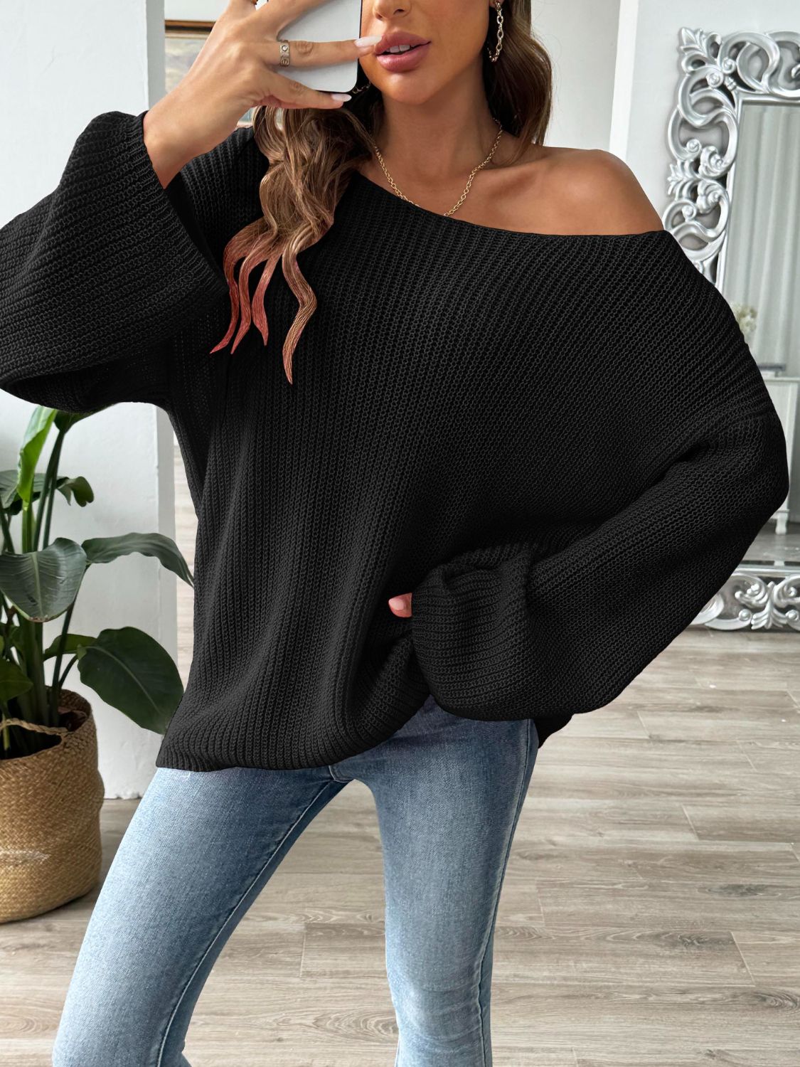 Round Neck Long Sleeve Sweater - Oh she Rose