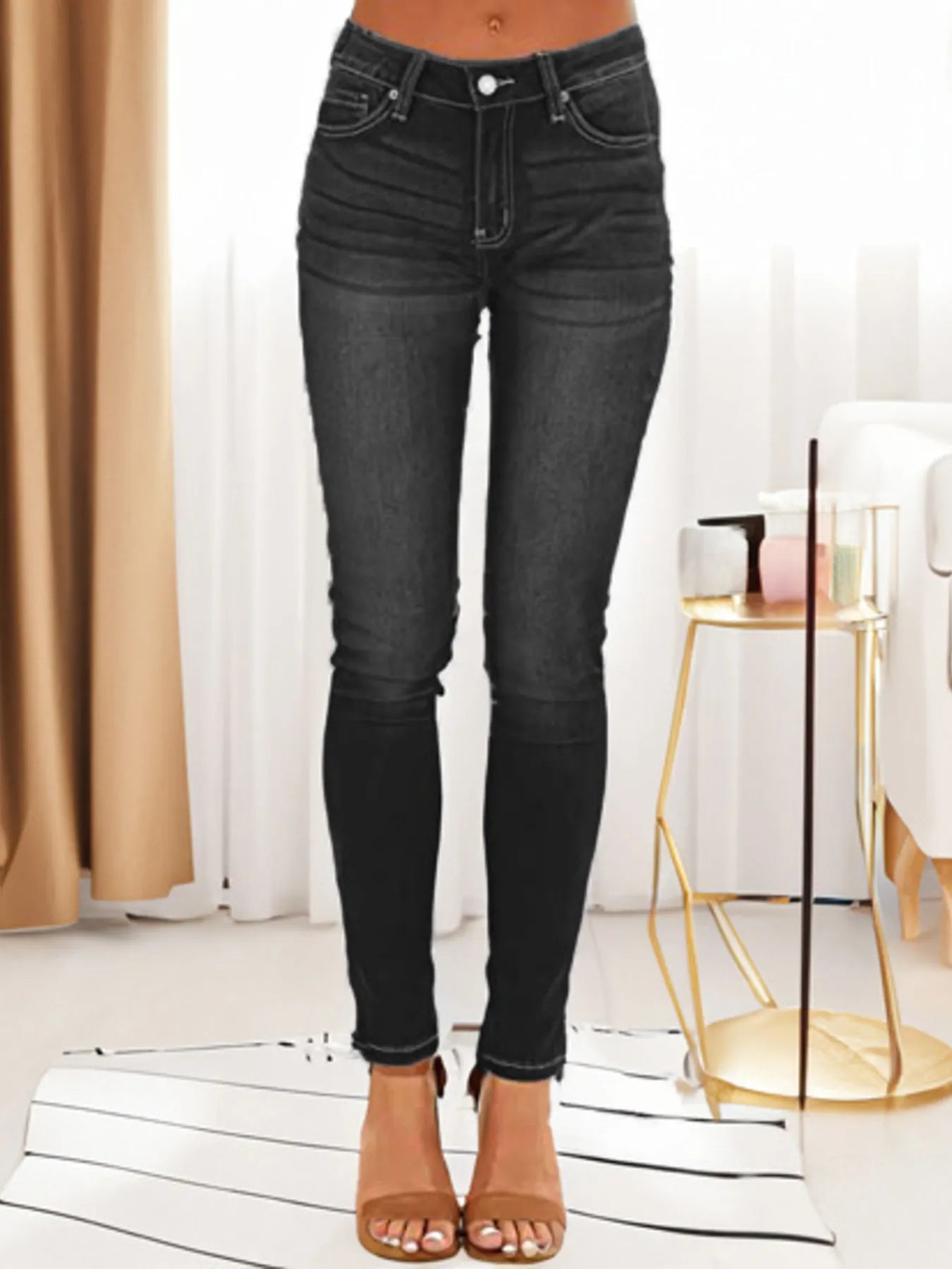 Skinny Fit Washed Jeans - Oh she Rose