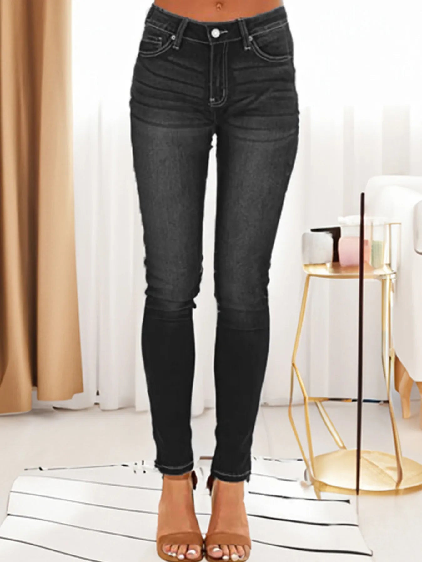 Skinny Fit Washed Jeans - Oh she Rose