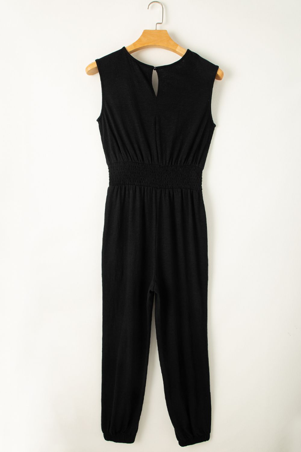 Smocked Sleeveless V Neck Jumpsuit - Oh she Rose