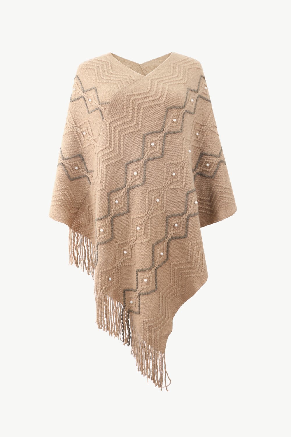 So Pearly Fringe Hem Poncho - Oh she Rose