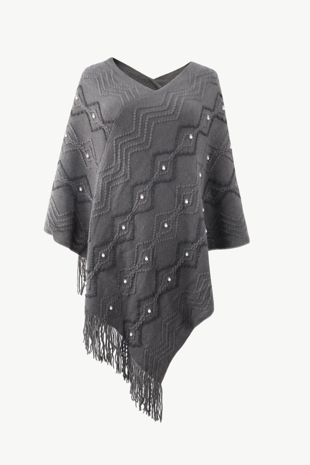 So Pearly Fringe Hem Poncho - Oh she Rose
