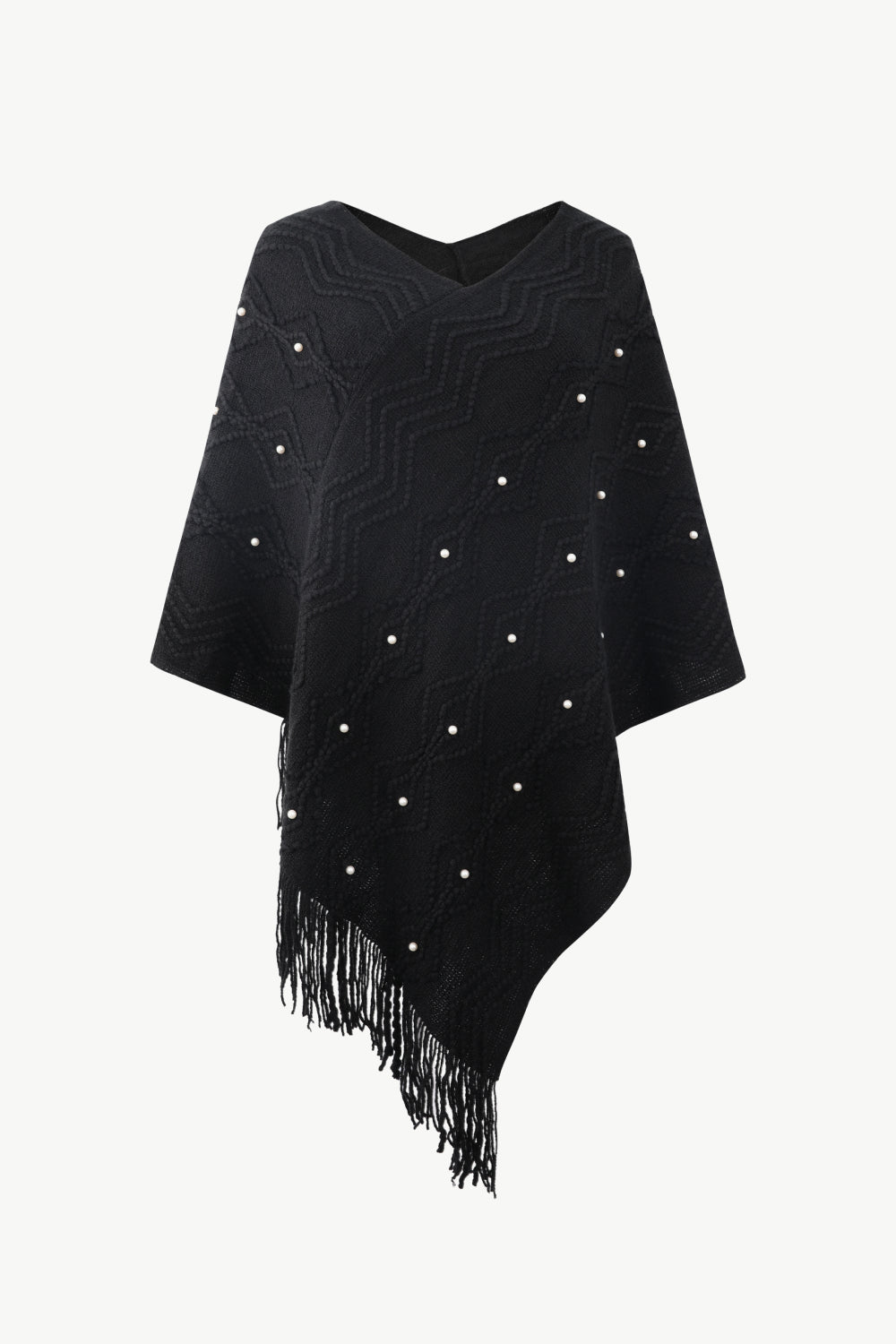 So Pearly Fringe Hem Poncho - Oh she Rose