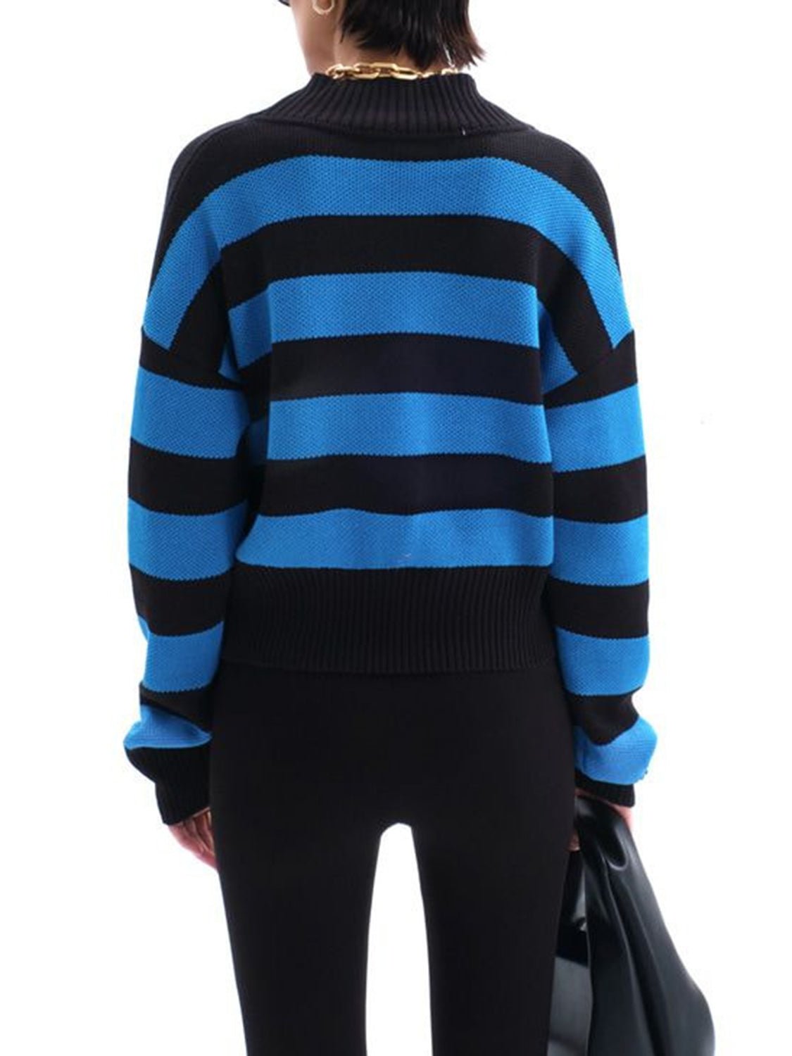 Striped Button Down Drop Shoulder Cardigan - Oh she Rose