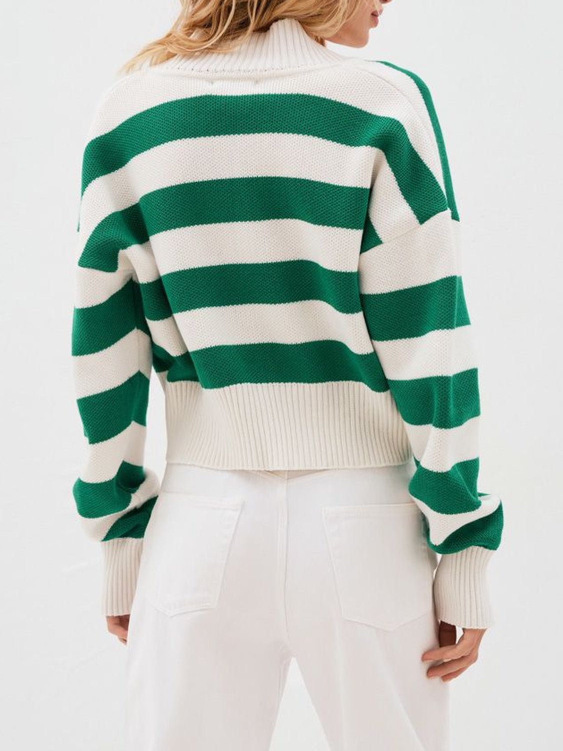 Striped Button Down Drop Shoulder Cardigan - Oh she Rose
