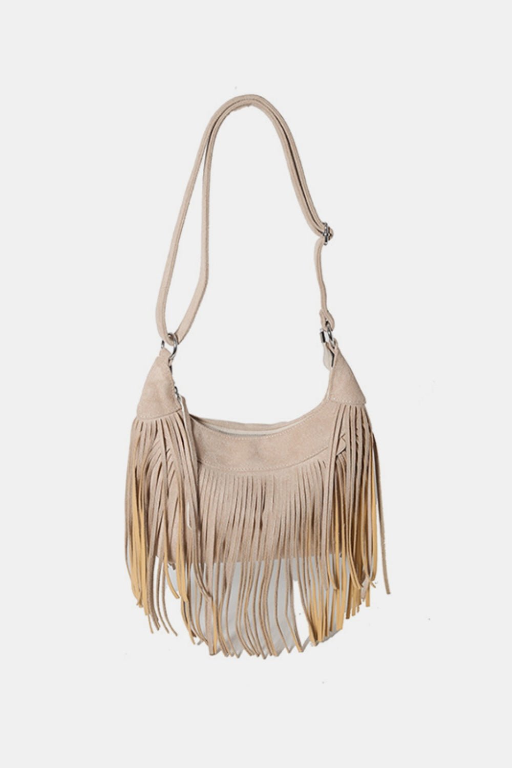 Suede Fringe Adjustable Strap Shoulder Bag - Oh she Rose
