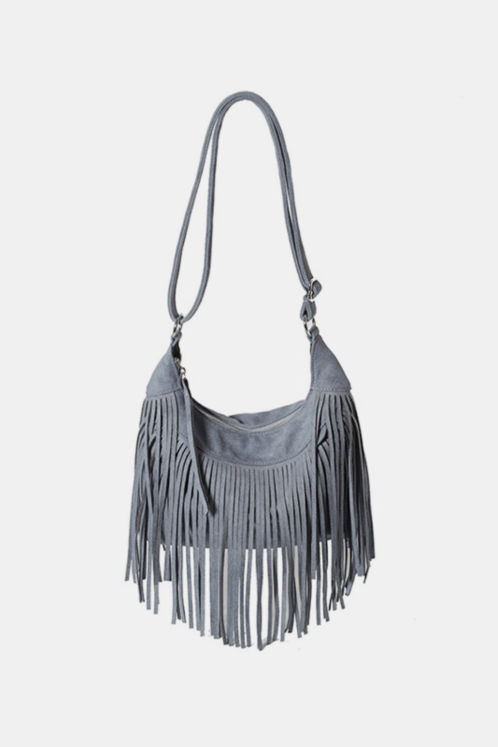 Suede Fringe Adjustable Strap Shoulder Bag - Oh she Rose