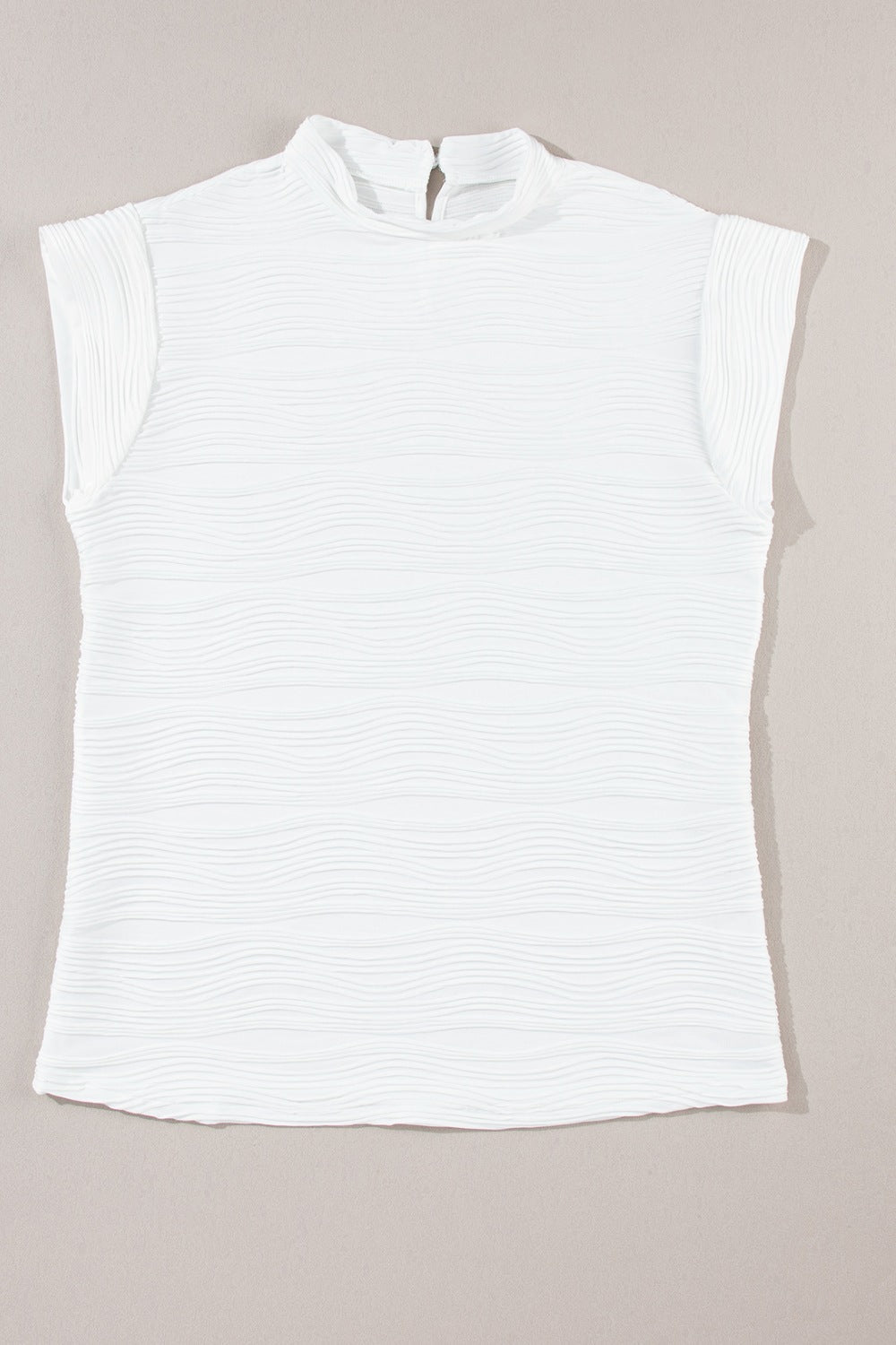 Textured Mock Neck Cap Sleeve Top - Oh she Rose