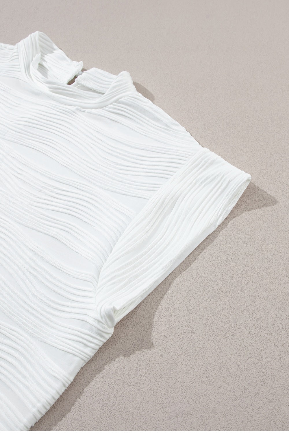Textured Mock Neck Cap Sleeve Top - Oh she Rose