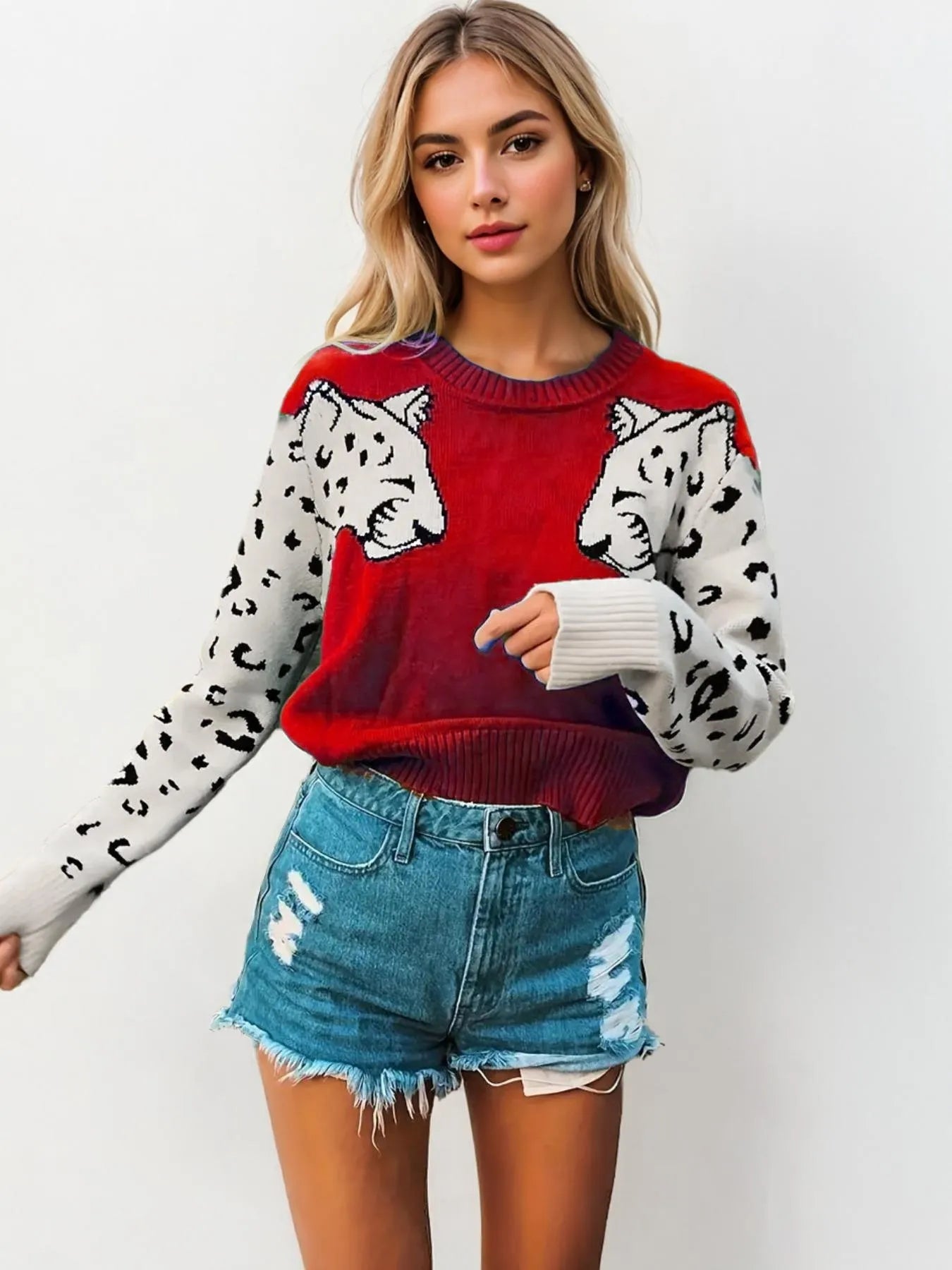 The Cats Meow Round Neck Sweater - Oh she Rose
