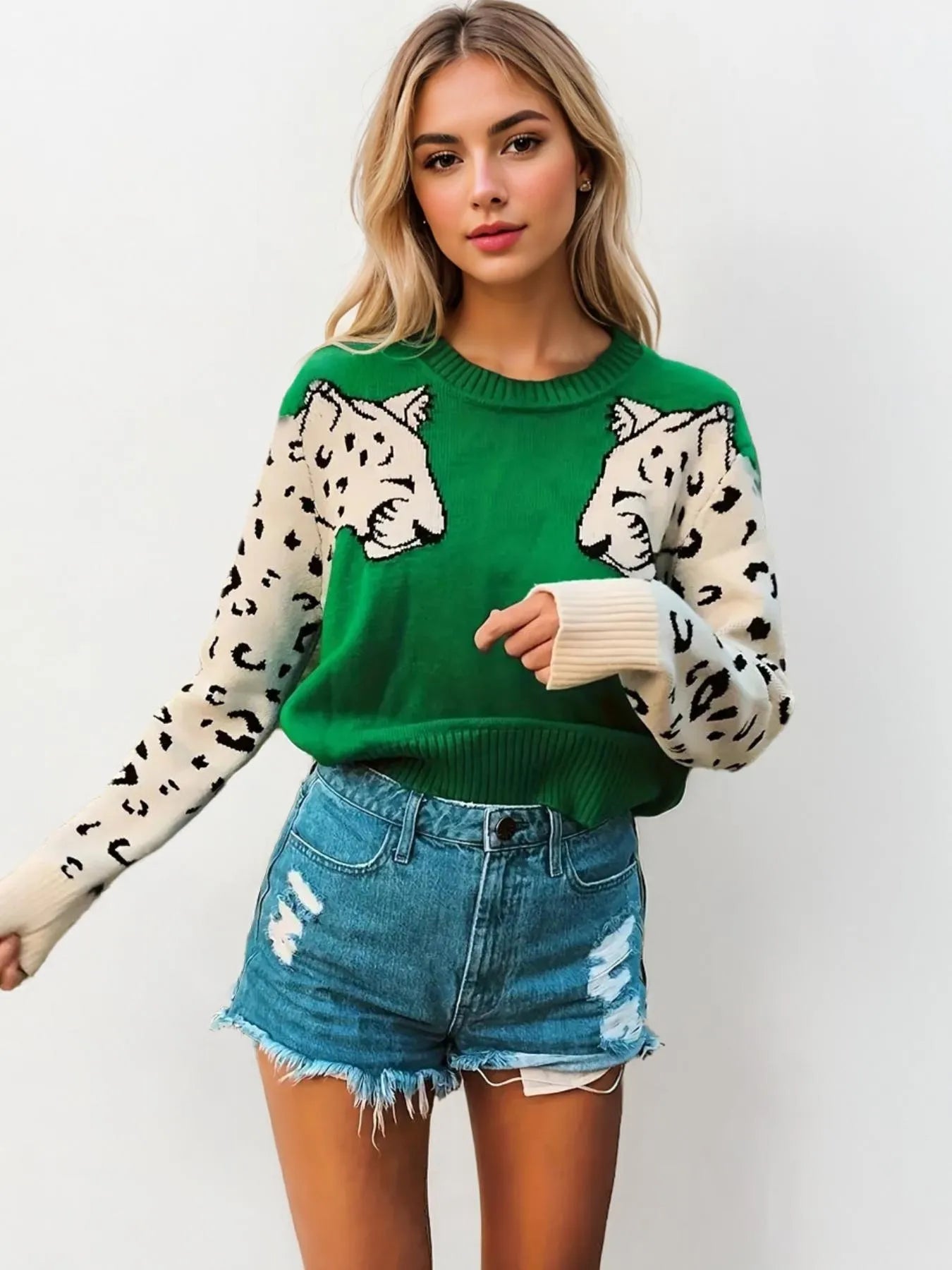 The Cats Meow Round Neck Sweater - Oh she Rose