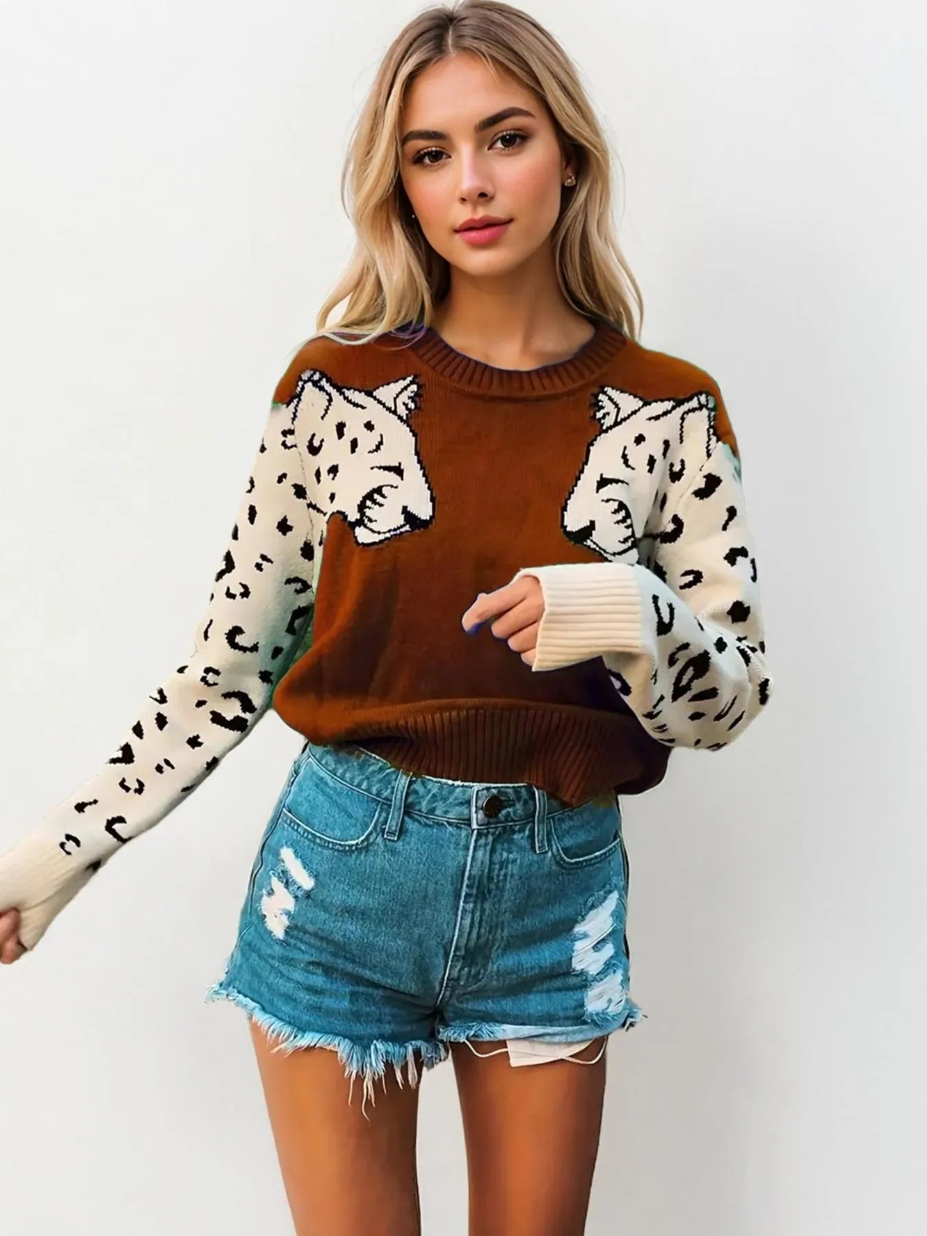 The Cats Meow Round Neck Sweater - Oh she Rose