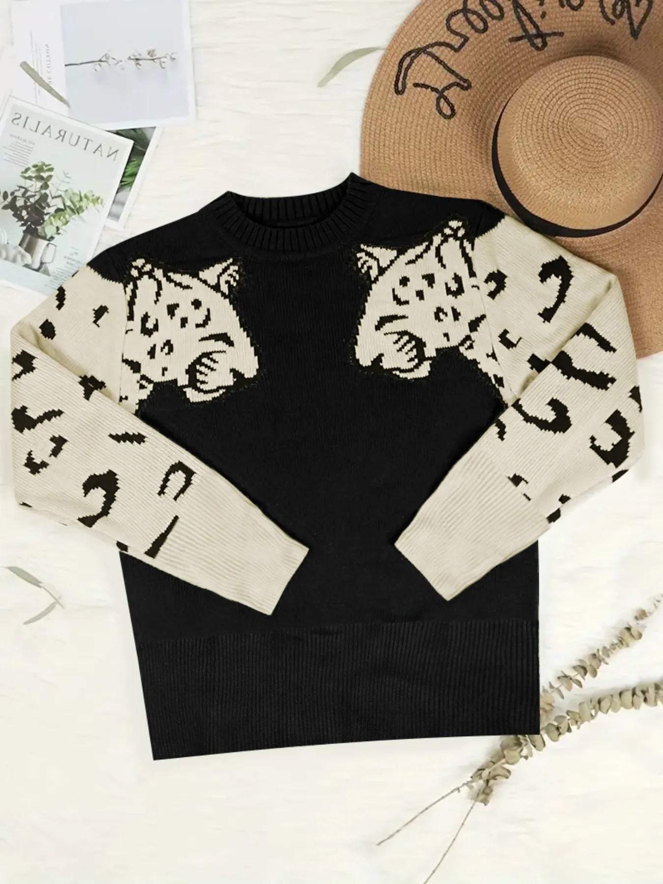 The Cats Meow Round Neck Sweater - Oh she Rose