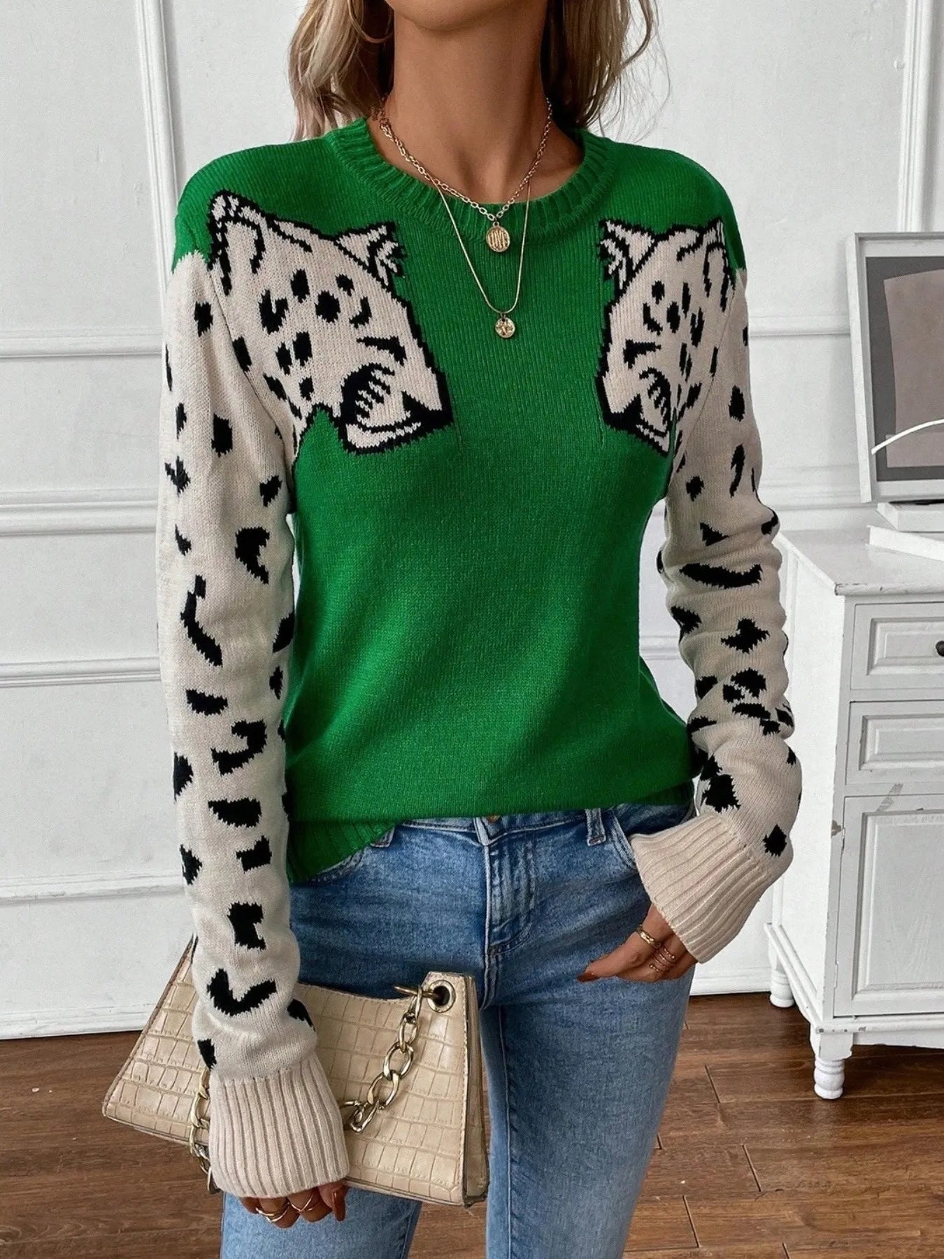 The Cats Meow Round Neck Sweater - Oh she Rose