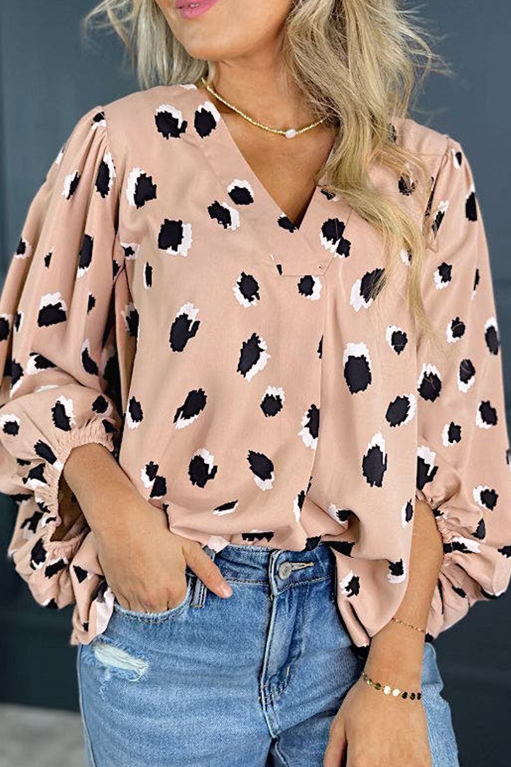 The Christy Animal Print V - Neck Blouse - Oh she Rose