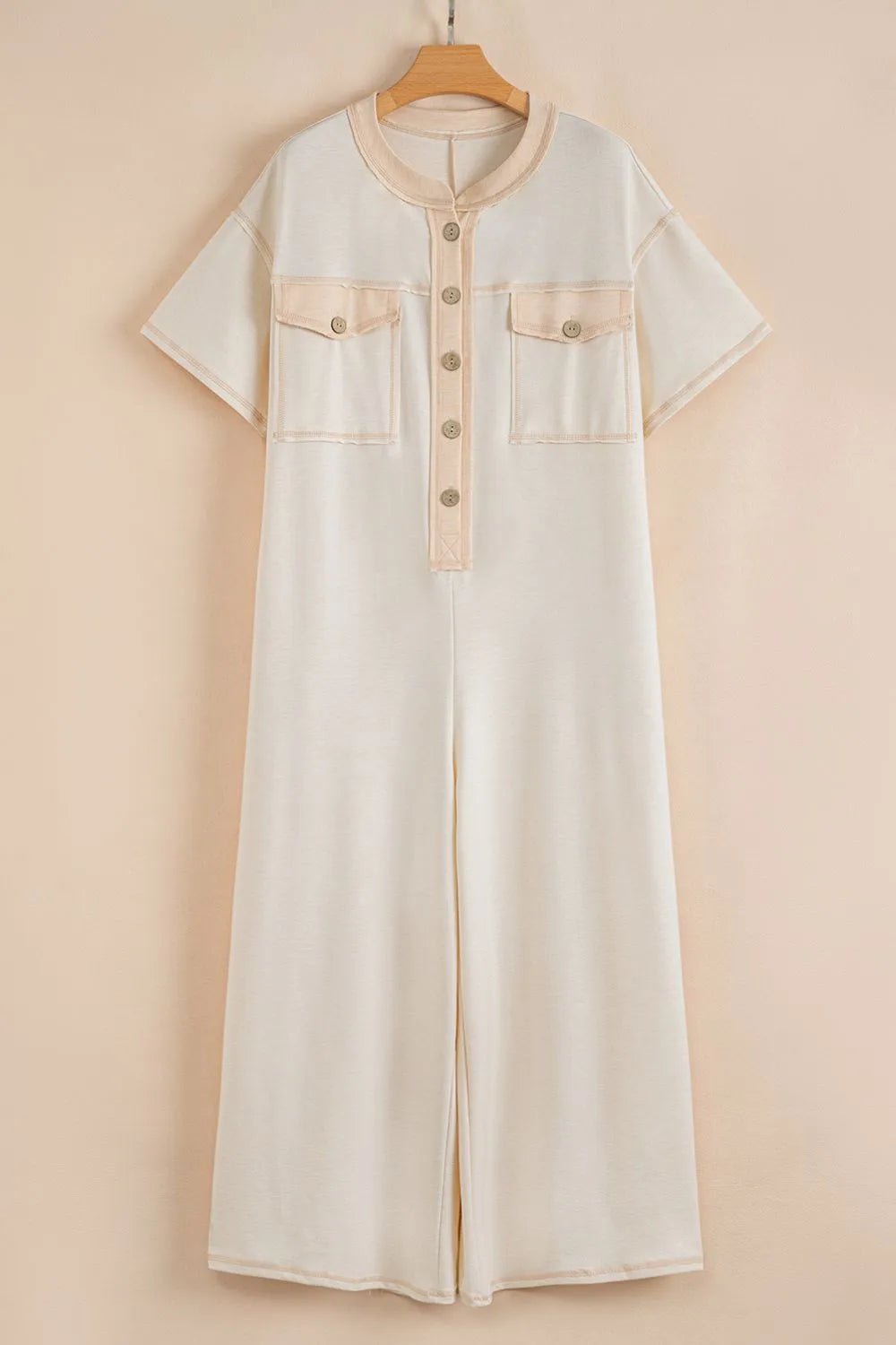 The 'Every Wear' Short Sleeve Wide Leg Jumpsuit - Oh she Rose