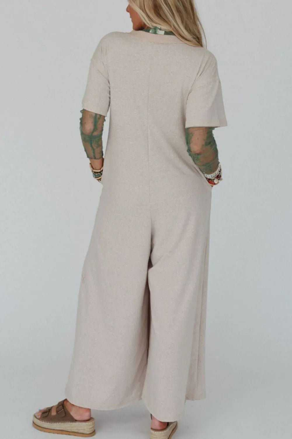 The 'Every Wear' Short Sleeve Wide Leg Jumpsuit - Oh she Rose