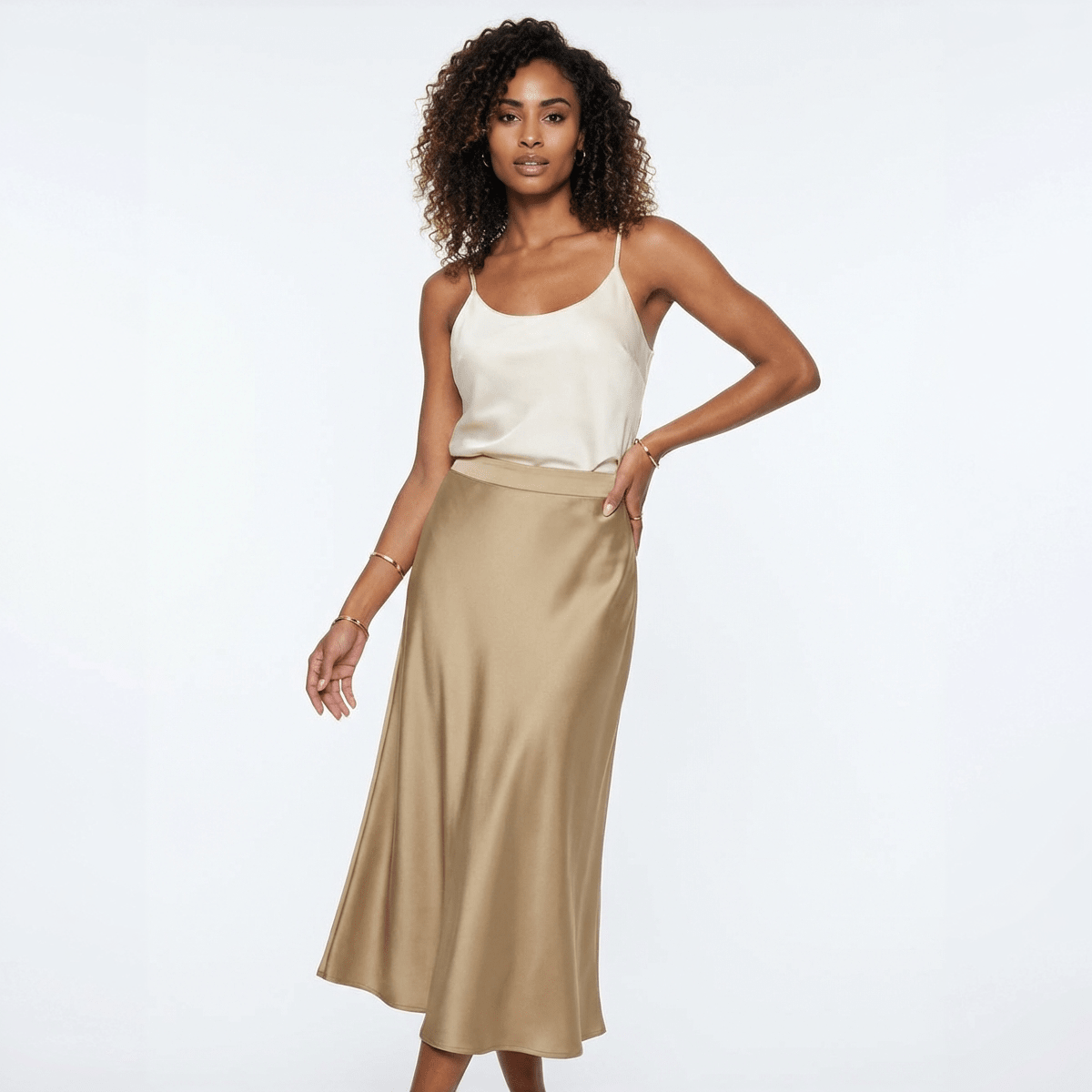 The Gilded Muse Satin Midi - Oh she Rose