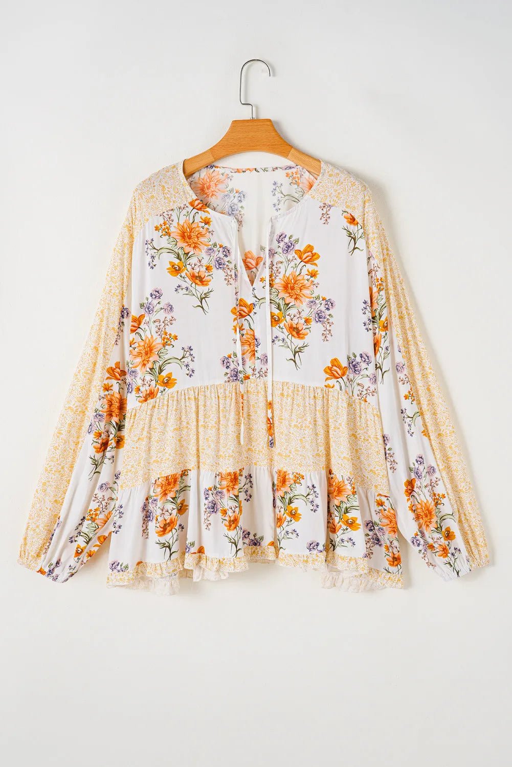 The Marbella Tie Neck Long Sleeve Blouse - Oh she Rose