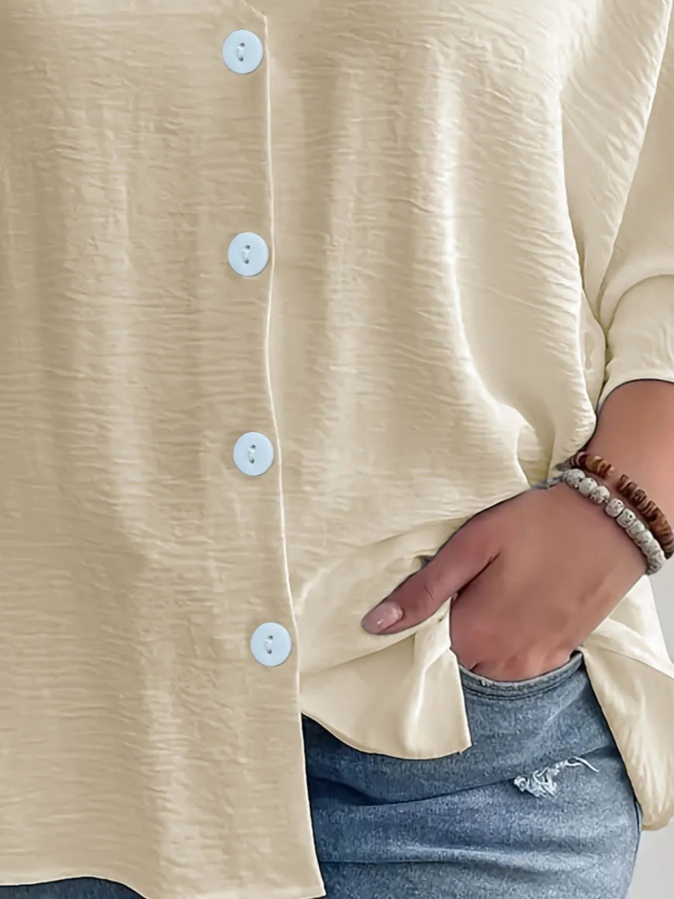 V - Neck Button Down Shirt - Oh she Rose