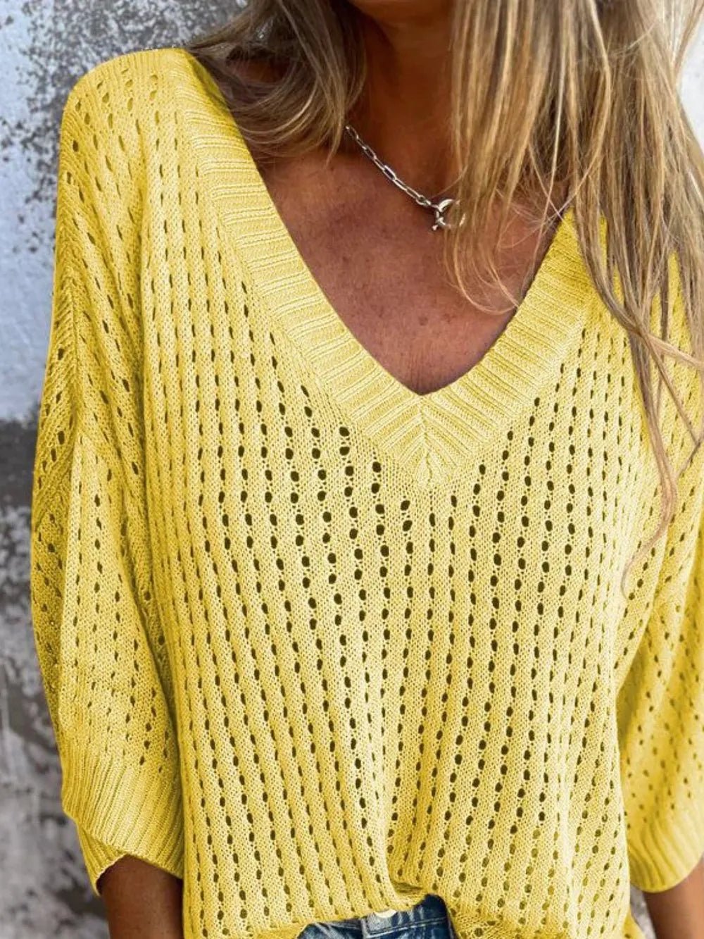 V - Neck Knit Cover Up - Oh she Rose