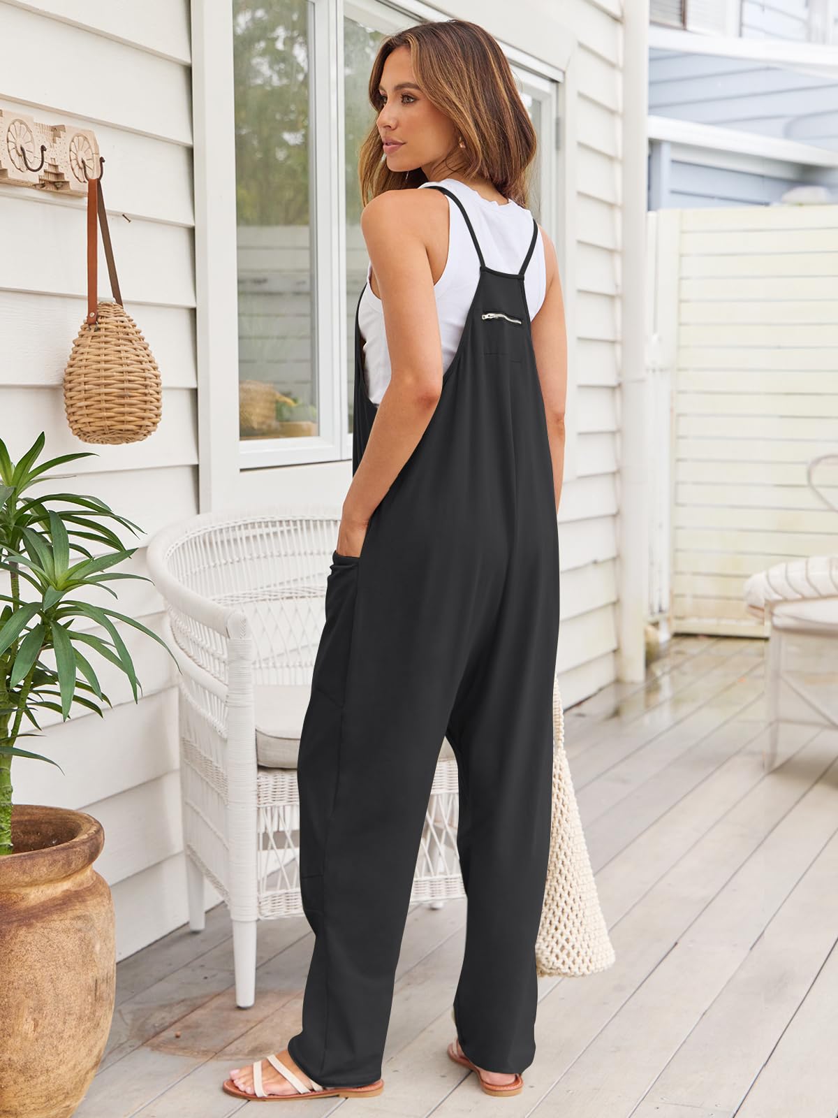 V - Neck Spaghetti Strap Jumpsuit - Oh she Rose