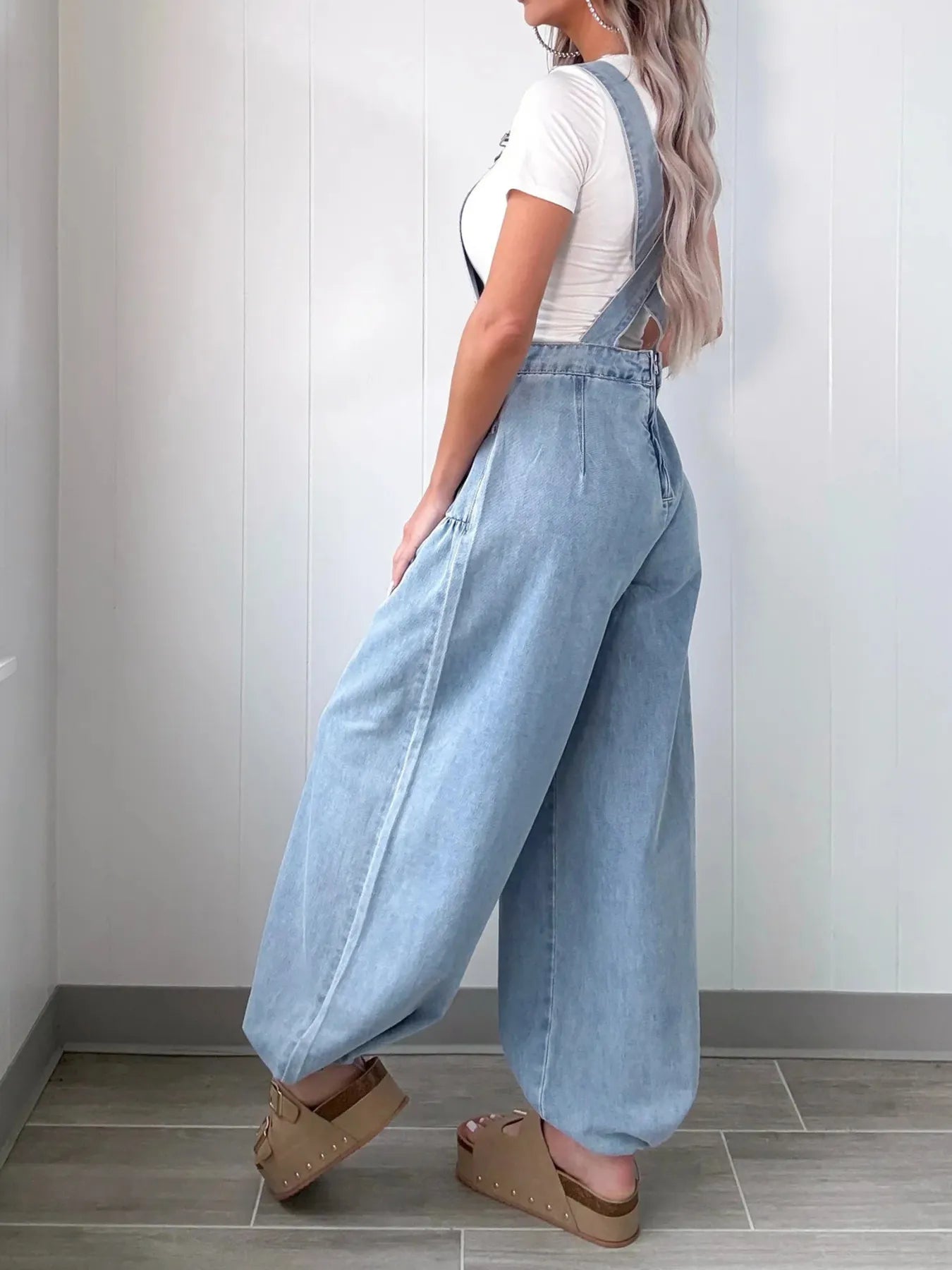 Wide Leg Denim Overalls - Oh she Rose