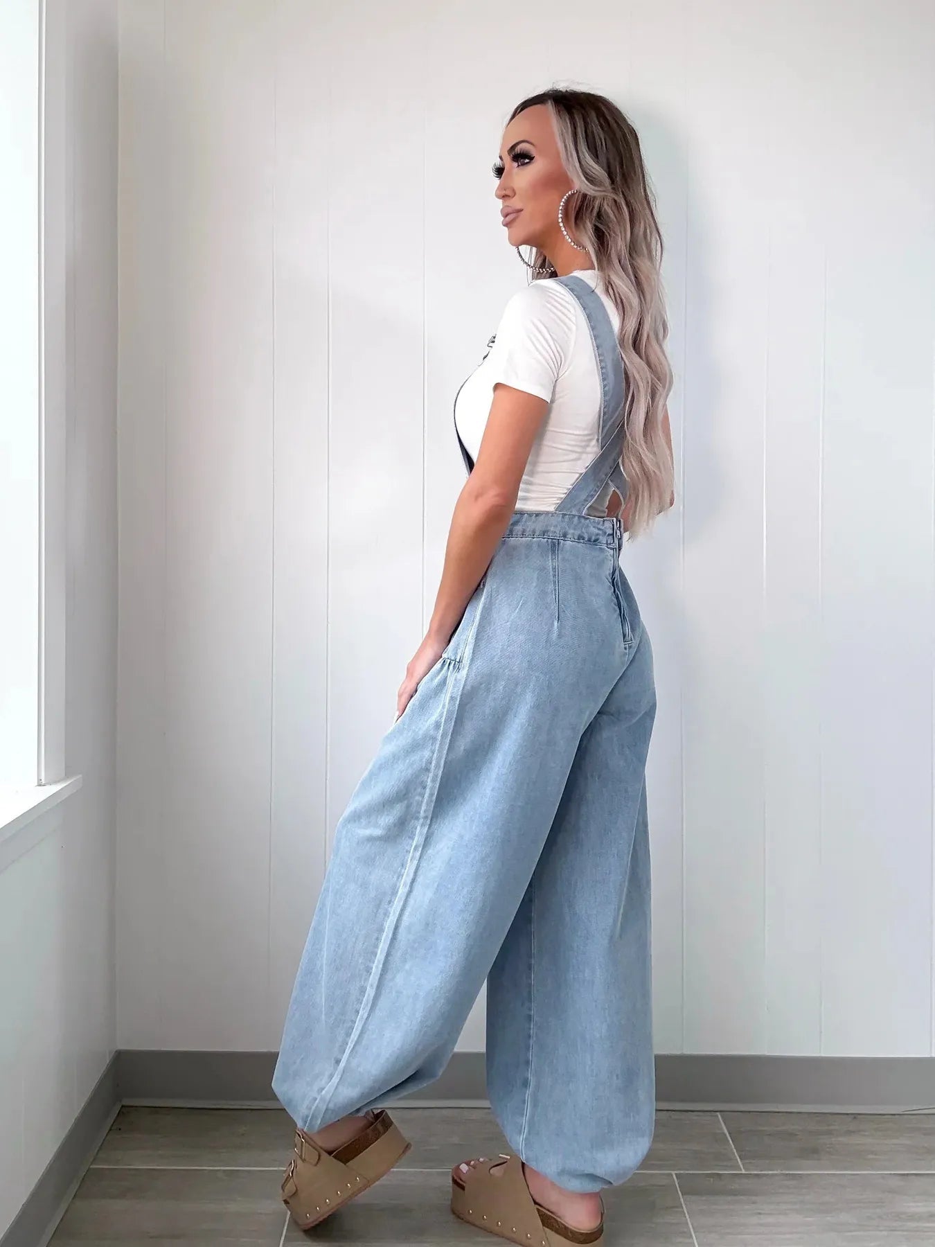 Wide Leg Denim Overalls - Oh she Rose