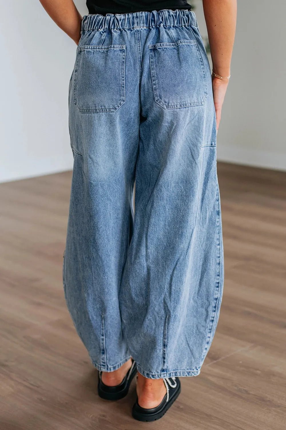 Wide Leg Drawstring Jeans - Oh she Rose
