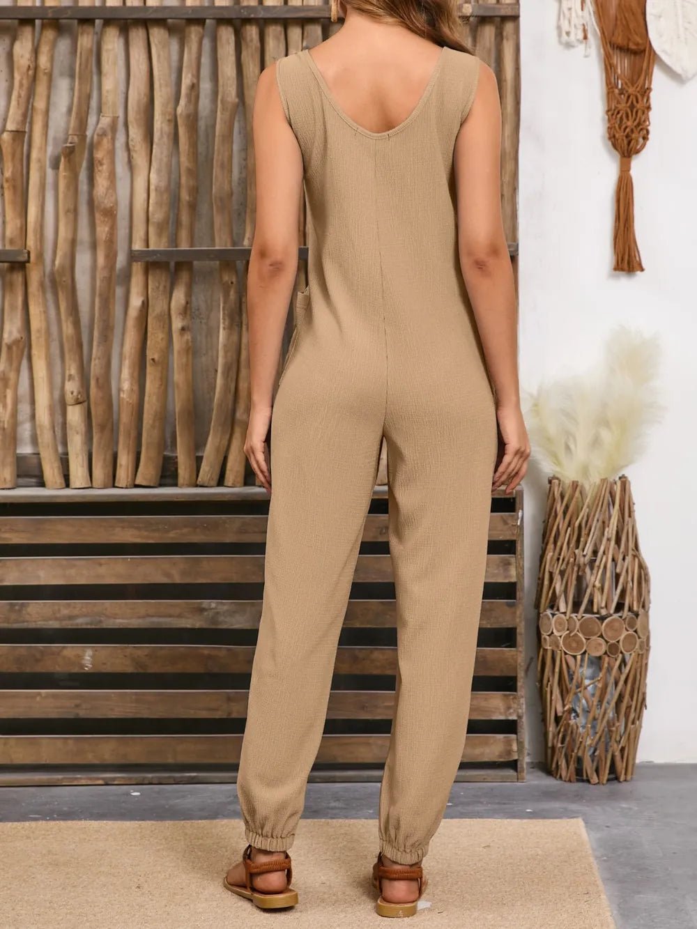 Wide Strap Jumpsuit with Pockets - Oh she Rose