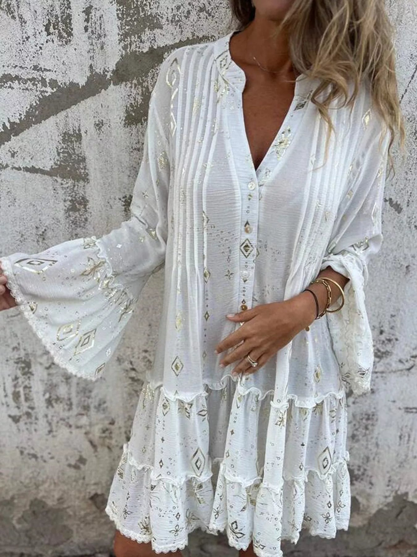 Witchy Woman Ruffle Sleeve Dress - Oh she Rose