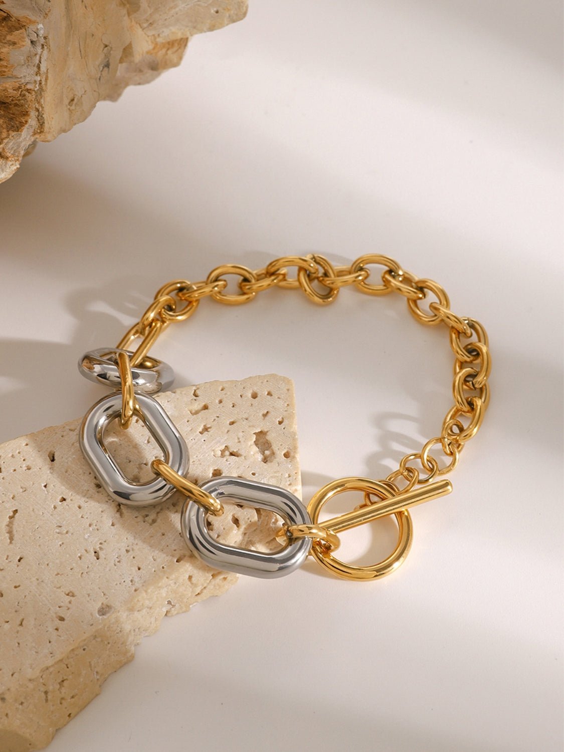 18K Gold - Plated Stainless Steel Chain Bracelet - Oh she Rose