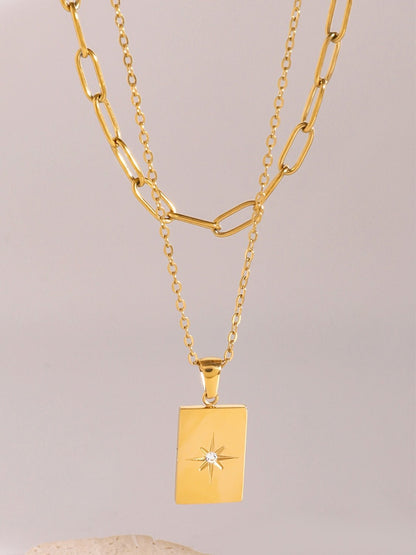 18K Gold - Plated Stainless Steel Double - Layered Necklace - Oh she Rose