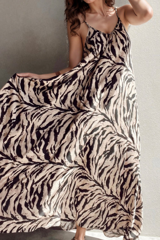 Abstract Print Tie Back Maxi Cami Dress - Oh she Rose