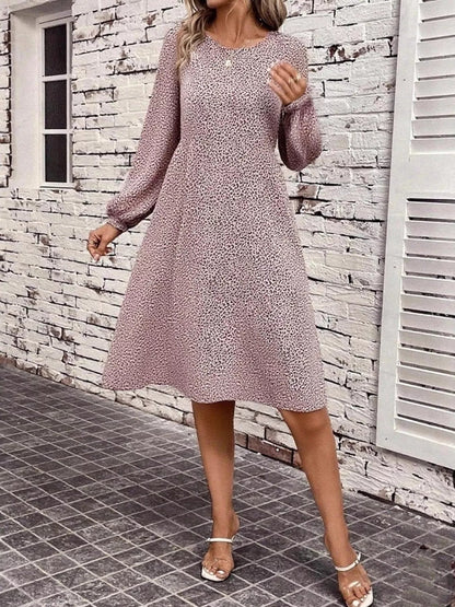 Animal Print Balloon Sleeve Dress - Oh she Rose