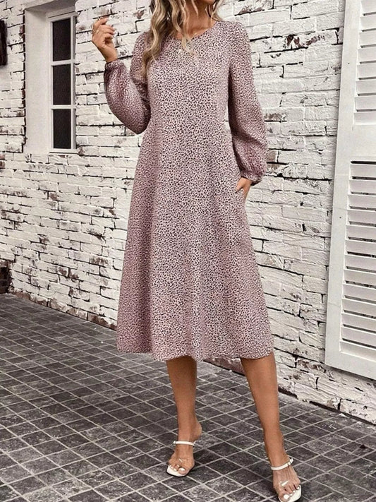 Animal Print Balloon Sleeve Dress - Oh she Rose