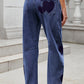 Barrel Leg Heart Mid Rise Jeans - Oh she Rose