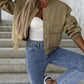 Baseball Collar Dropped Shoulder Jacket - Oh she Rose