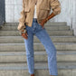 Baseball Collar Dropped Shoulder Jacket - Oh she Rose