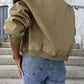 Baseball Collar Dropped Shoulder Jacket - Oh she Rose