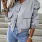 Baseball Collar Dropped Shoulder Jacket - Oh she Rose