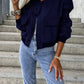 Baseball Collar Dropped Shoulder Jacket - Oh she Rose