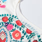 Boho Floral Print Round Neck Ruffle Trim Blouse - Oh she Rose