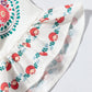 Boho Floral Print Round Neck Ruffle Trim Blouse - Oh she Rose