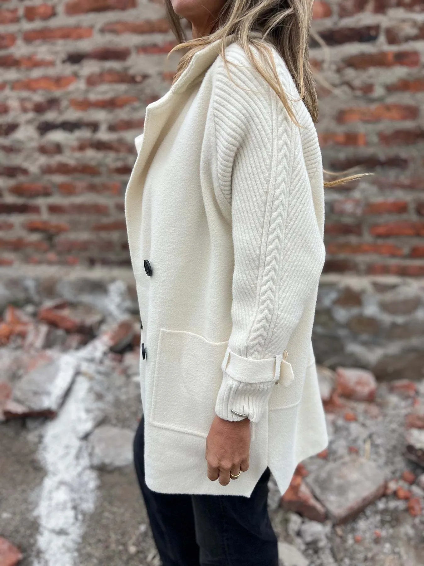 Buckle Down Double Breasted Coat - Oh she Rose