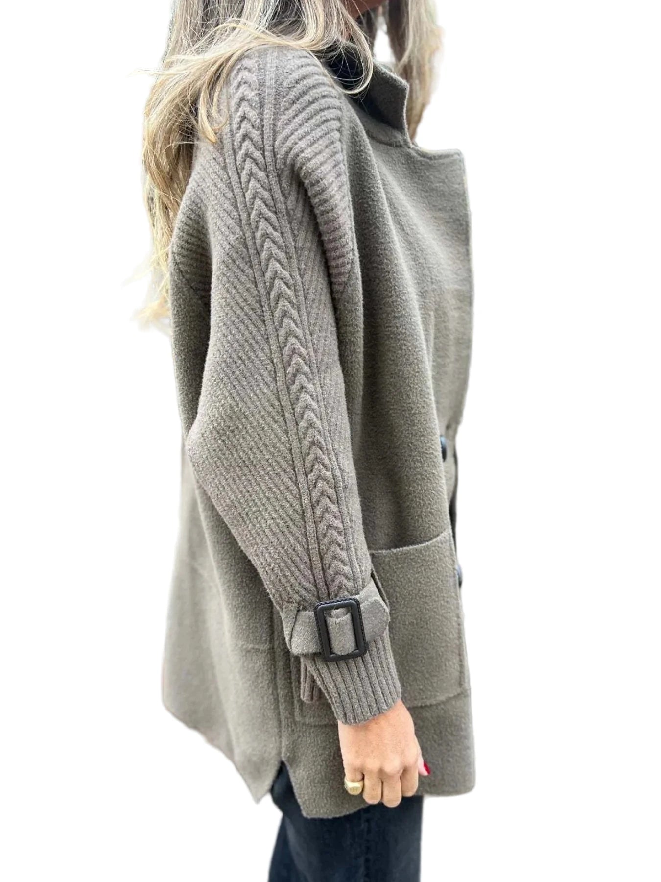 Buckle Down Double Breasted Coat - Oh she Rose