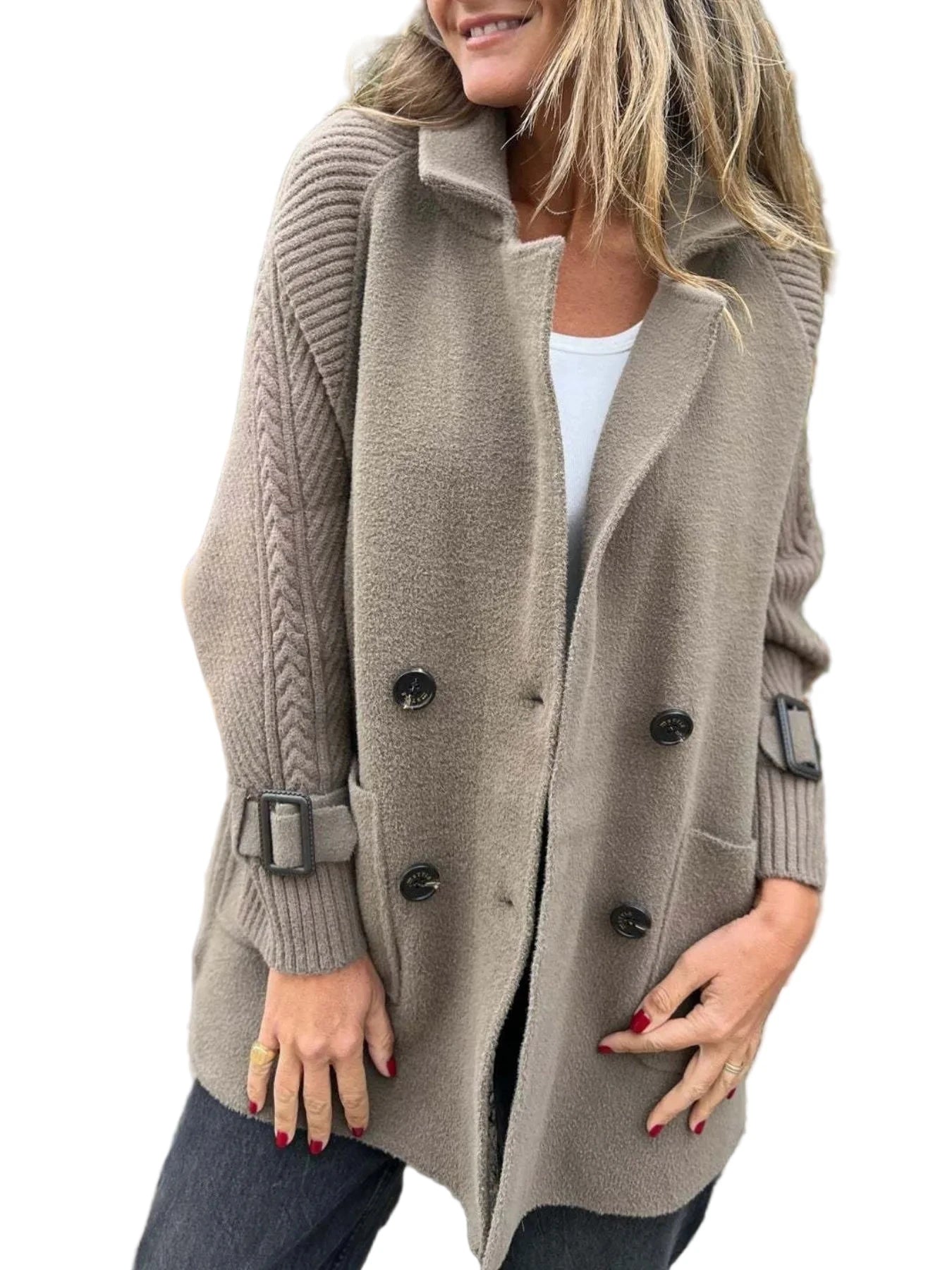 Buckle Down Double Breasted Coat - Oh she Rose